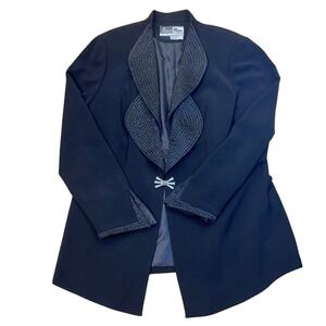 Ben Marc‎ International Black Embellished Collar Blazer Jacket Size 12